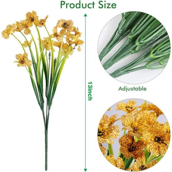 20Bundles Artificial Outdoor Flowers UVResistant Fake Flowers No Fade Faux Shrub - Picture 3 of 7